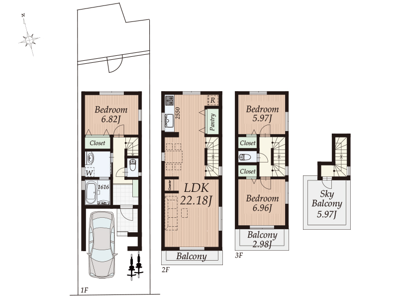 建物プラン例(No.2):3LDK、土地建物価格3950万円、建物面積115.42m2