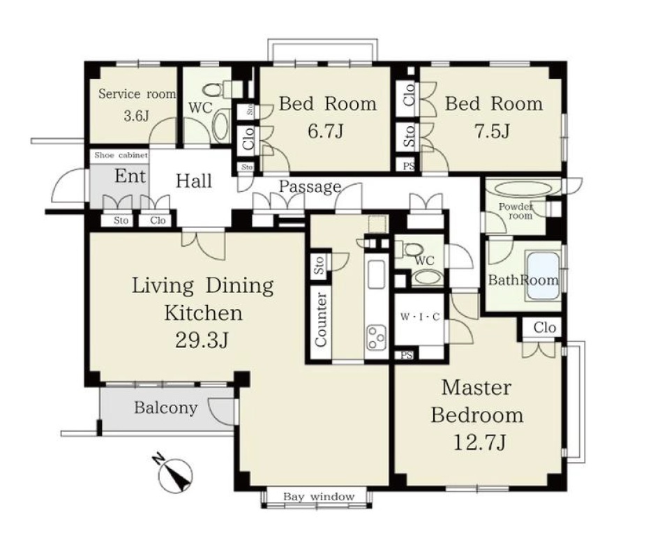 3LDK+S(納戸)、専有面積147.81m2、バルコニー面積5m2 【間取り図】