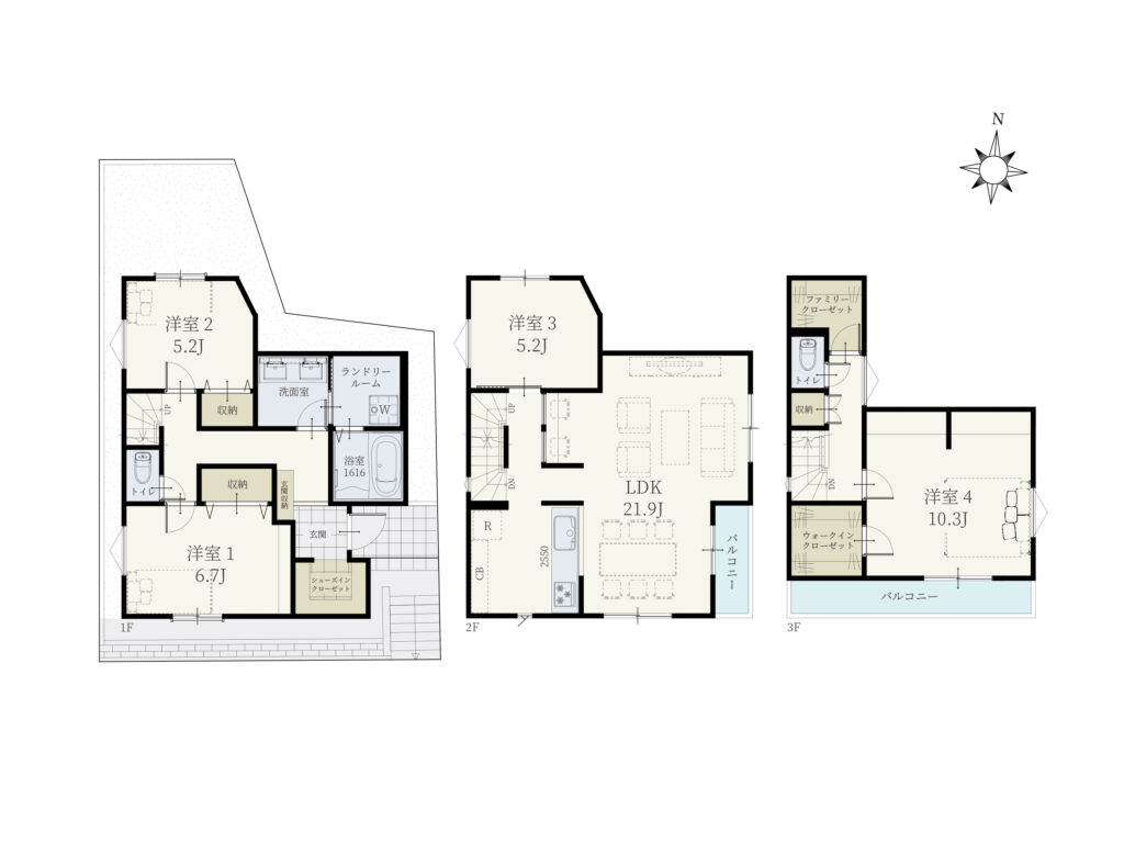 【間取り図】土地面積84.1m2、建物面積122.27m2