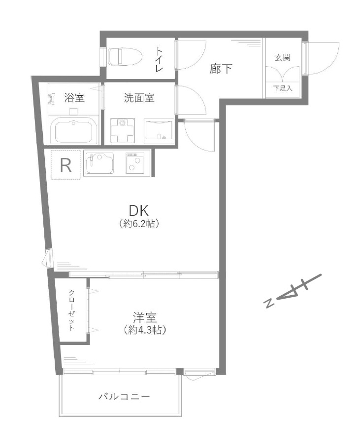 2LDK、専有面積65.65㎡、バルコニー面積4.88㎡ 【間取り図】